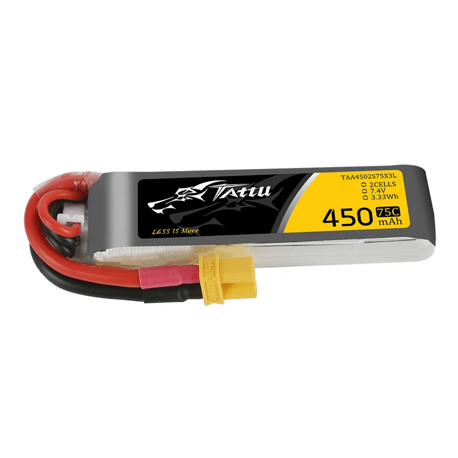 Tattu 7.2V 75C 2S 450mah Lipo mit XT30 Long-pack