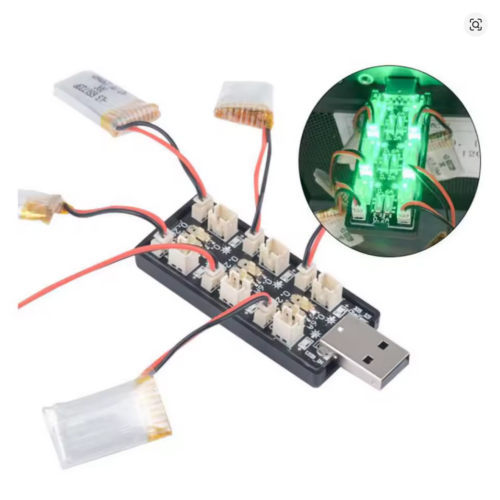 6CH USB to 3.7–4.35V 1S LiPo/LiHV Multi-Port Charging Adapter Board (5V 3A Input)