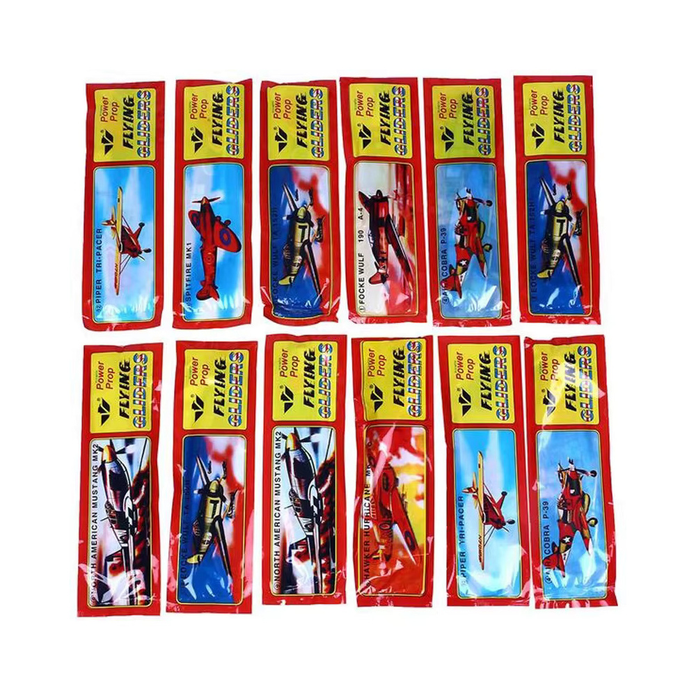 Schaumstoff-Wurfgleiter 19 cm - 1 Stück zufällige Farbe - Verpackungsübersicht verschiedener Motive