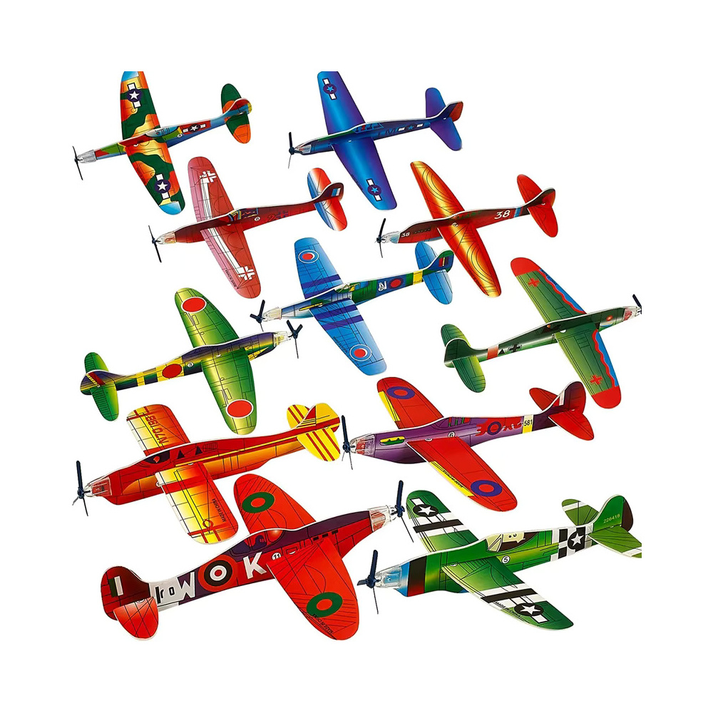 Schaumstoff-Wurfgleiter 19 cm - 1 Stück zufällige Farbe - Fertig zusammengesteckte Flieger in verschiedenen Farben